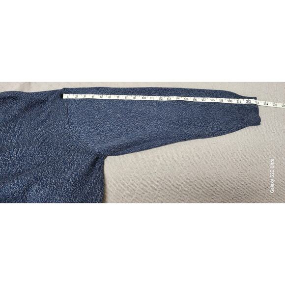 Latitude Vtg 90s Blue Brown Speckled Cotton Sweater Men XL Long Sleeve V- Neck - Picture 5 of 9